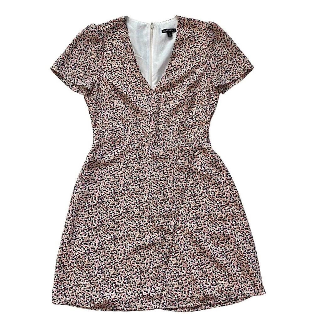 J Crew Mercantile Ditsy Floral Print Wrap Front V Neck Dress Short Sleeve Size 4